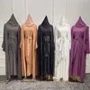 ラマダンアバヤドバイトルコイスラム教徒ファッションヒジャーブドレスプレーンイスラム服Eid Mubarak Abayas for Women Kaftan African Dresses