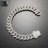 Link Chain Hip Hop 14mm 3 Rij Baguette koperen kubieke armbanden Zirkon CZ armband bling voor mannen vrouwen sieraden kent22