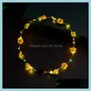 22 Styles Flashing Led Hairbands Strings Glow Flower Crown Headbands Light Party Rave Floral Accessories Garland Luminous Hair Wreath Drop D