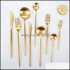 Forchette Posate Cucina Sala da pranzo Bar Casa Giardino Posate d'oro Coltello Forchetta Cucchiaio Stoviglie per matrimoni Stoviglie in acciaio inossidabile 304 Sierware Rrb