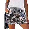 Plus Size Shorts Women Flower Print Elastic Waist High Waist Pockets Drawstring Sweat Shorts Streetwear Summer Sports Shorts Y220417