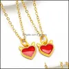 Pendant Necklaces Christmas Deer Antler Paint Love Necklace Enamel Charming Goldplated Sand Surface Drip Red Glue Gift Hjewelry Drop Dhl2S