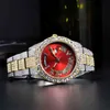 Top Brand 18k Gold Diamond Iced Out Male Luxury Luminous Bling Quartz Wrist Watch