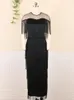 Plus size jurken Elegant Tassel Long Bodycon TuLle Patchwork Curvy Vrouwen kleding Verjaardag Evening Party Event Jurkens Dressplus