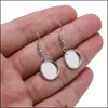 Smyckesfackförpackningsdisplay 10-25mm Bezel Cabochon Earring Hook Blank Seting Round Pendant Ear Base Fynd för DIY Glass Cameo Makin