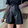 Taille haute en cuir PU Shorts femmes automne hiver solide mince jambe large Shorts mode Sexy en cuir Shorts femmes court Femme 10906 220419