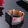 Modeklockaband för Apple IWatch 7 Series 6 5 4 3 2 1 G Designer Band 45mm 42mm 38mm 40mm 44mm läderarmband Luxury Colorful Flower Bee Snake Smart Strap