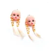 Dangle Lustre 2022 Créatif Fait À La Main Mignon Cheveux Jaunes Tête De Poupée Jouet Boucles D'oreilles Boucle D'oreille Tendance Pour Femmes Filles En Gros Dropship