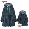 Joyccin mère et filles robe à capuche nouvelle mode Costumes de fête maman et enfants points imprimer tenues décontractées bébé belle (721042)