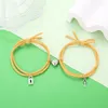 Charm Bracelets Magnet Couple For Lovers Lock Heart Magnetic Bracelet Women Men Braided Rope Wrist Chain Minimalist Jewelry GiftCharm