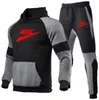New Men's Splice Tracksuit Hooded Pullover + Sweatpants Sports Terno Casual Brand Jogger Sportswear 2 Piece Masculino Fleece Streetwear Sets