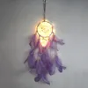 LED Licht Kunst en Ambachten Dream Catcher Handgemaakte Veren Auto Thuis Muur Opknoping Decoratie Ornament Gift Dreamcatcher Wind Chime kerst verjaardagscadeaus DH8888