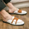 Mules Double Monk Strap Shoes Slippers Men Summer 2022 for Casual Beach Half Zapatilla Hombr220513