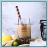 Drinking Sts Barware Kitchen Dining Bar Home Garden Eco 12Mm Milktea St 304 Stainless Steel Wide Colored Straight Juice Bubble Tea Smooth