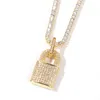 Hangende kettingen hiphop micro verharde kubieke zirkonia bling iced out lock hangers voor mannen rapper sieraden drop hangerpendant