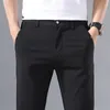 Men s Thin Pants Solid Color Smart Casual Business Fit Body Stretch Trousers Men Cotton Formal Breathable 220719