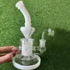 Green Blue Amber Glass Bong Water Pipe Recycler Hookahs Dab Rig and Perc Oil Rigs 14 mm Joint Bongs Water Pipes