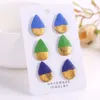 Stud Pairs/Set Mini Gold Color Printed Polymer Clay Teardrop Earrings Set For Women 2022 Originality Statement MinimalistStud Odet22 Kirs22