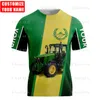 Nome personalizado Excavator Tractor FAMER ART 3D Impresso T-shirt de alta qualidade Summer Round Men feminino Casual Top 8 220619