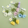 Handvävd orkidéblommor klocka nyckelring söt söt ull nyckeling kreativa kvinnor bilväska hängsmycken presentdekoration