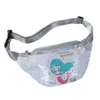 Enfants filles sac à main paillettes impression licorne taille sac banane sac dessin animé enfants poitrine sac épaule sacs de messager