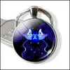 Porte-clés Accessoires de mode 12 Constellation Lion Vierge Porte-clés Cabochon en verre Pendentif Signe du zodiaque Anneaux Sac Cadeau d'anniversaire Drop Delivery