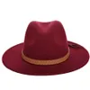 Fashion Sun Hat Women Men Fedora Hat Classical Wide Brim Felt Floppy Cloche Cap Chapeau Imitation Wool Cap268Z1307966