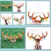 Party Hats Festive Supplies Home Garden 200Pcs Funny Reindeer Antler Hat Ring Toss Christmas Holiday Game Toy Dh4Nq