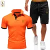 Men Brand Sets Tracksuit 100% katoenen T -shirt Men kleding mode mode streetwear massief kleurenpak mannelijke casual sportkleding 2 -delige korting