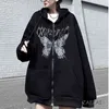 Y2K Streetwear Hoodie Punk Gothic Oversized Skull Wing Evil Flame Unisex Cardigan Zipper Sweatshirt Män Kvinnor Jackor Coats