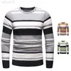 Herbst Winter Neue Mode Männer Rundhals Pullover Kleid Casual Gestreiften Slim Fit Warme Pullover Tiefe Shirt Top L220801