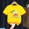 Lalafanfan T Shirt Cartoon Café Kawaii Canard En Peluche Jouet Imprimer Cadeau D'anniversaire Garçon Filles T Shirt Unisexe Vêtements À Manches Courtes Top 220620