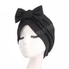 Gorros de turbante con lazo para mujer, gorro para la cabeza de Color sólido a la moda, Hijab de la India, gorro de quimio, accesorios para el cabello musulmanes para mujer