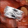 Band Rings Sier Original Flying Dragon Big Non-Mosaic Aristocratic Domineering Open Adjustable Mens Ring Drop Delivery 2021 Je Bdehome Dhyne