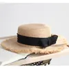 Breda brimhattar Dolphin Desinger Summer Beach Straw Raffia Hat Sun Protection Sweet Korean Bow Cap Temperament Flat Hatswide pros22