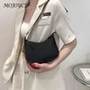 Niñas Breve Bolsos de mensajero casuales para mujeres Mujeres Color puro PU Hobos de hombro Bolso Casual Damas Mini Bolsos Monedero G220519