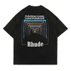 Rhude T-shirt larghe oversize Abbigliamento uomo Ees Cotton Horse Steed Print Camicia a maniche corte Ins Sales t Shirt