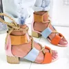 Women Sandals 2019 أحذية الكعب للمصارع الصيفي الصيفي الدانتيل فوق زقزقة إصبع القدم chaussures femme s20326