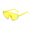 New Women Sunglasses Fashion One Piece Lens Gold Rim Half-frame Modification Goggles Trendy Eyeglasses Yellow Grey Mirror Party Popular