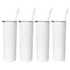 US Stock Sublimation Blanks Tumblers 20oz Stainless Steel Straight Blank Mugs white Tumbler with Lids and Straw Heat Transfer Party Gift Mug Bottles B0520A027