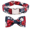 Collari per cani Guinzagli Stile unico Collare con zampe Fiore Tessuto di cotone e BowDog