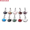 WOJIAER Elegant Swan Natural Stone Pendant Crystal Rose Quartzs Red Agate Bead for Women Jewerly DIY Necklace Accessories BE912