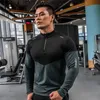 Mens Gym Compression Shirt Homme Rashgard Fitness Manches longues Vêtements de course Homme T Football Jersey Sportswear Dry Fit 220728