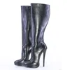 Wonderheel 16cm Stiletto heel Boots Thick Matte Leather sexy Super Girls Nightclub Platform Knee High Boots Big size