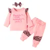 Giyim Setleri Toddler Bebek Bebek Kızlar Giyim Mektubu Leopar Baskı Top Yay Pantolon Set Kıyafetler Sonbahar Kız 6 12 18 24 Ay