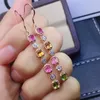 Dangle Chandelier Naturel Tourmaline Boucles D'oreilles Femme 925 Argent Incrusté Brésilien Bonbons Japonais Et Coréen Mode GemsDangle