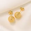 18k Fine GOLD GF PALLA GRANDE ORECCHINI A BORCHIA Solido Semplice Splendido con chiusura a vite Perline rotonde smerigliate Stud