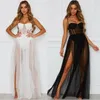 Robes décontractées Mode d'été Sexy Robe longue transparente Spaghetti Sangle élastique taille haute fête plage collants 2022