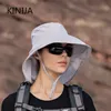 Femmes large large bord châle seau chapeau été pêche en plein air randonnée UV Anti cou Protection soleil casquette dames chapeaux Bonnet 220507