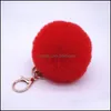 Porte-clés Bijoux Belles Porte-clés Femmes Pom Poms Faux Rex Fourrure De Lapin 8Cm Chaînes À Billes Fille Sac Accrocher Anneau De Voiture Pendentif Drop De Dh0R9